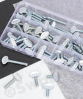 50Pcs Thumb Screw Assortment Kit, 1/4-20 Thread, fully threaded galvanized carbon steel screws in a plastic organizer