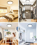 4 Pack LED Flush Mount Ceiling Lights Black 9 Inch 24W Ultra Slim Not Dimmable Daylight 5000K shown in various room settings