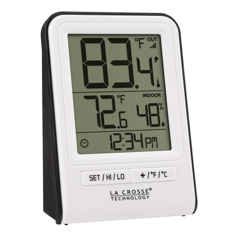 Wireless Indoor And Outdoor Temperature Monitor With Humidity Hi Low Records 12 And 24 Hour Time 330 Ft Transmission Range Outdoor Sensor Reads Down To Minus Forty Fahrenheit Clear Display With Trend Readouts