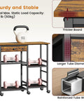 Microwave Stand With Wheels 6-Tier Rolling Cart Adjustable Shelves Kitchen Island Storage shown with weights, wheels, and material details.