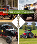 No Nonsense Heavy Duty Double Clevis Slip Hooks 2 Pack With Straight Up 12000 Lbs Load Capacity, shown with various vehicles.