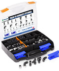 Push To Connect Fittings Kit Pack Of 58 With One Quarter Inch Three Eighths Inch One Half Inch And One Eighth Inch Black Fittings for Air Tubing