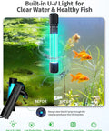 All In One Pond Filter Kit With U V Clarifier, 660 GPH Pump, 40W Power, RGB LED Lights, Built In Fountain For Outdoor Ponds Up To 1300 Gallons P2360 With Energy Efficient Design And Easy Maintenance showing UV clarifier effect