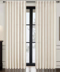 Cream Linen Look Curtains For Living Room 86 Inch Long 2 Panels 52Wx86L Semi Sheer Light Filtering Privacy Track System With Back Tabs And Tiebacks Beige White Pleated Drapes