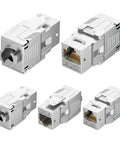 UL Listed Shielded Cat 8 RJ45 Keystone Jack 5 Pack For Patch Panels And Wall Plates, 40Gbps Ready