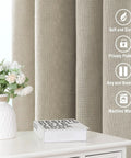 Natural Linen Curtains 108 Inch Long, 2 Panels, Back Tab Loop, Textured Light Filtering Semi Sheer, Rustic Farmhouse Boho Vibe