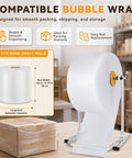Heavy Duty Manual Bubble Wrap Roll Dispenser For Shipping Supplies Moving Tasks And Small Biz Packing With Safety Cutter And Nonslip Base Pack Like A Pro No Sweat Shipping displayed with large bubble wrap roll.