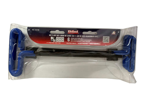 Cushion Grip Hex T Key Allen Wrench Set, 6 Piece Metric Sizes 2 2.5 3 4 5 6, 9 Inch Shaft, packaged in clear plastic