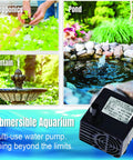 Mini Submersible Water Pump For Small Pet Fountains And Aquariums, 55 GPH 3W Lowkey Quiet Motor with hydroponics and pond
