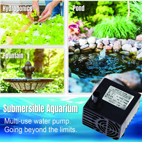 Mini Submersible Water Pump For Small Pet Fountains And Aquariums, 55 GPH 3W Lowkey Quiet Motor with hydroponics and pond