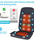 Ten Vibrating Motors Massage Seat Cushion With Heat showing vibration zones, black cushion with red heat waves