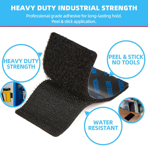 Heavy Duty Hook And Loop Strips With Adhesive 4x2 Inch Industrial Strength Tape Holds Up To 16 Lbs Indoor Outdoor Use