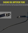 Engine Oil Dipstick Tube 917303 Fits Escalade Tahoe Silverado 1500 2500 3500 Sierra Yukon Hummer H2 Isuzu NPR 2002 To 2008 1999 To 2008 12563918 Replacement Part For V8 Engines, angled view with mounting bracket.