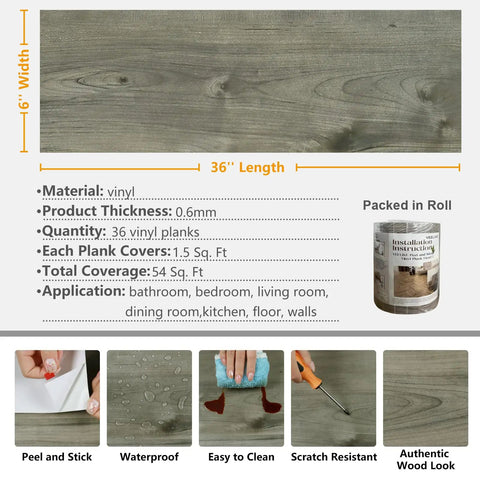 Peel And Stick Waterproof Floor Tiles In Blue Reclaimed Wood Look Vinyl Plank Flooring 6 By 36 Inch Planks DIY Friendly 36 Pack