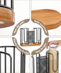 Cup And Lids Holder With Wooden Base For Disposable Cups Straws Organizer And Dispenser On Countertop set detail view