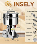 High Speed 2000 Gram Grain Mill Grinder Electric Machine With Copper Motor and Heavy Duty Stainless Steel Blades