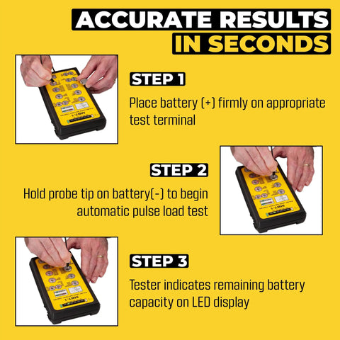 Beast Battery Tester Pro Pulse Load Checker For AA AAA C D 9V Lithium And Button Cells Tests 40 Plus Battery Types In Seconds LED Charge Display Carry Case USA Made in use