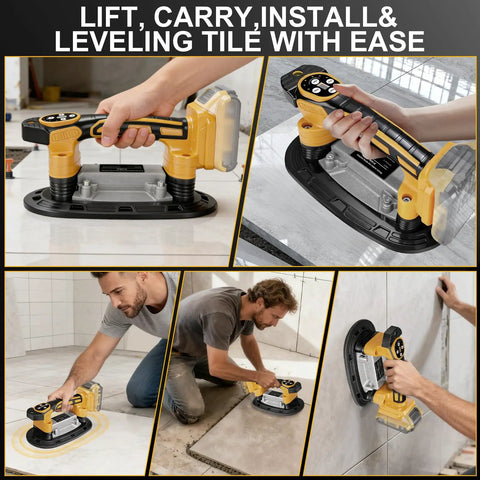 Heavy Duty Tile Vibration Tool With 9-Inch Suction Cup Delivers 551 Lbs Lift, Handheld Tiling Vibrator for fast laying and leveling