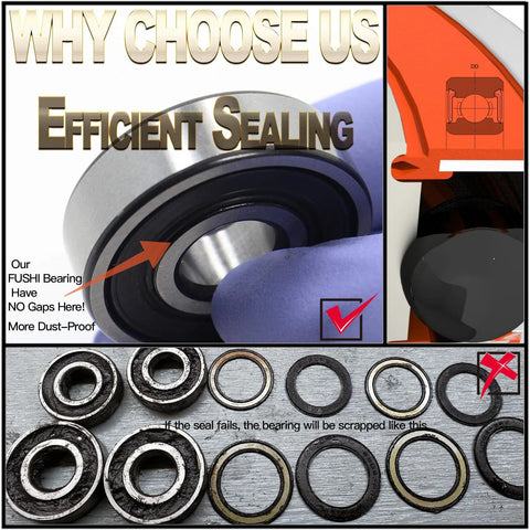 6200RS ball bearing 10x30x9 mm, shielded metal race; front close-up and multiple bearings in a 4-pack