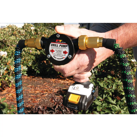 Drill Pump Liquid Transfer Kit for 1200+ RPM Drills, Fast Fluid Transfer with easy attach hose and drill in hand.