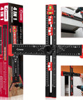 Handy 4 In 1 Drilling Positioning Ruler For Woodworking, Adjustable 13.78 Inch T Square Ruler With Cabinet Hardware Jig And Marking Gauge Tools, Pro Grade For Precise Cabinet, Drawer And Door Hole Drilling