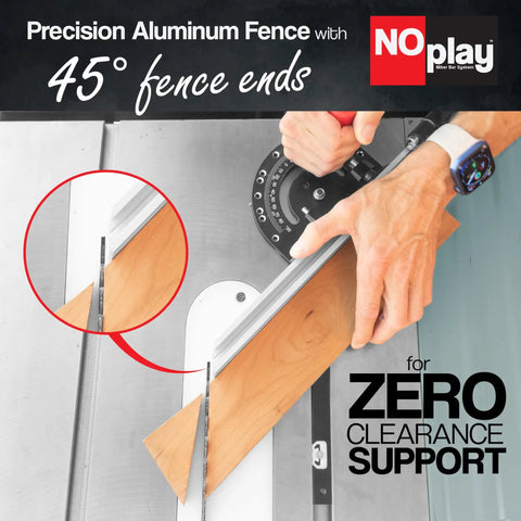 Precision Miter Gauge With Aluminum Fence And 45 Degree Ends For Maximum Stock Support And Repetitive Cut Flip Stop, Adjustable Head With 13 Positive Stop Holes For Fast Pro Grade Woodworking