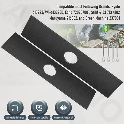 Two 7-1/2in edger blades with 1in center hole; front view, black metal, 2-pack, universal fit