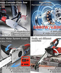 Beefy Heavy Duty Concrete Chain Saw Handheld Wall Cutter With 5800W 6500W Diamond Chain Saw System Wet Dust Removal