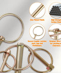 Heavy Duty Lynch Pin Kit 30 Pack For Trucks Trailers Tractors Mowers And 3 Point Hitches showing zinc-plated pins