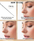 Instructions for using the Piercing Taper Ball Grabber Tool And Jewelry Changing Kit 16G 18G 20G on a nose piercing