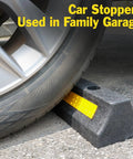 2 Pack Garage Parking Stopper For Garage And Driveway, 16.9 Inch Wheel Stop Bumper With Reflective Yellow Strip, Dope Durable Rubber Car Parking Aid To Protect Walls And Vehicle, Easy Install With Screws