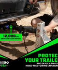Person attaching 2 Inch Trailer Hitch Pin With Patented Locking Receiver to vehicle's Class III and IV hitches.