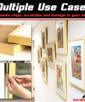 200 Pack Cabinet Door Bumpers Clear Adhesive Pads One Half Inch Diameter For Drawers Glass Tops Cutting Boards Picture Frames And Small Furniture Soft Cushioned Sound Dampening shown preventing frame scratches.