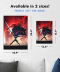 Heavy Duty Rust Resistant Steel Wall Print Featuring Badass Fantasy Warrior Perfect For Dope Gaming Den Or Dorm Room Makeover With Simple Magnetic Mount For Fast No Drill Installation - Two size options displayed.