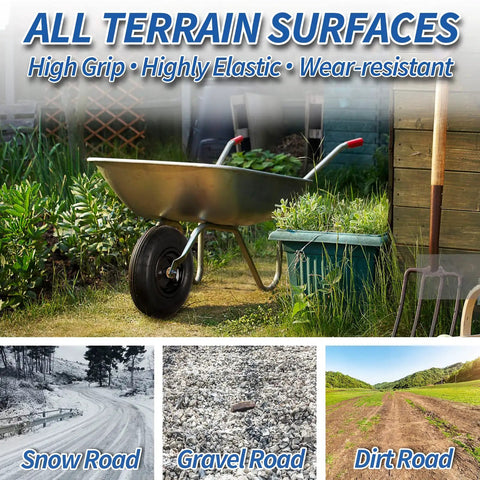 4.00-6 Wheelbarrow Tire And Wheel With Pneumatic Tire, Five Eighth Inch And Three Quarter Inch Bearings, 1.75 Inch Centered Hub, Sealed Bearings