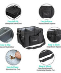 Large Grill And Picnic Caddy With Paper Towel Holder And Condiment Pockets Foldable Bbq Organizer for outdoor use.
