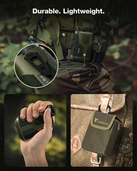 Straight Shooter Laser Rangefinder For Hunting With Seven X Magnification And Twelve Hundred Yard Range Built For Dense Cover Featuring Quick Speed Calculations Waterproof Build And Carry Pouch