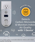 Smart Carbon Monoxide Detector And Indoor Air Quality Monitor 2 In 1 Plug In With WiFi Alexa Compatibility installed in outlet