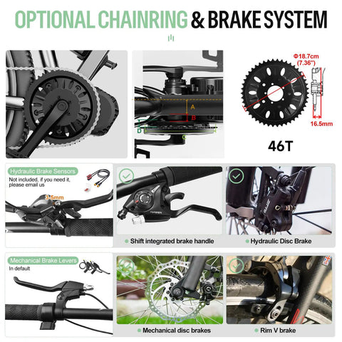 52V 1000W Mid Drive Ebike Conversion Kit With CAN Bus EKD01 Display 46T Chainring 20Ah Battery Mountain And Road Bike Ready To Roll High Torque Mid Drive Motor For Easy DIY E Bike Upgrade