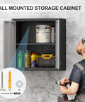 Heavy Duty Wall Mounted Steel Garage Cabinet With Locking Doors And Adjustable Shelves Built To Last Storage For Your Workshop Or Shed Utility Room Black And Gray Finish