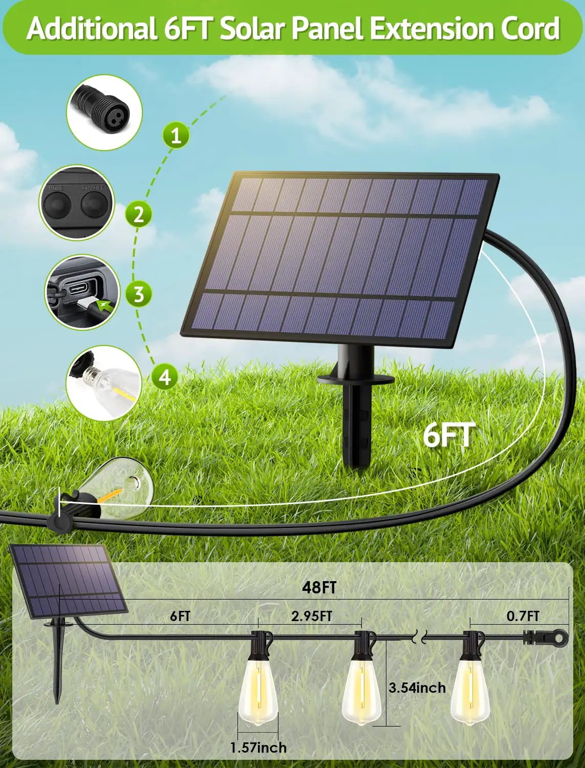 48Ft Solar Powered Outdoor String Lights ✓