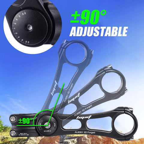 Adjustable Bike Stem Riser For Comfort And Angle Adjustment showcasing ±90° angle flexibility for MTB Road BMX E Bike