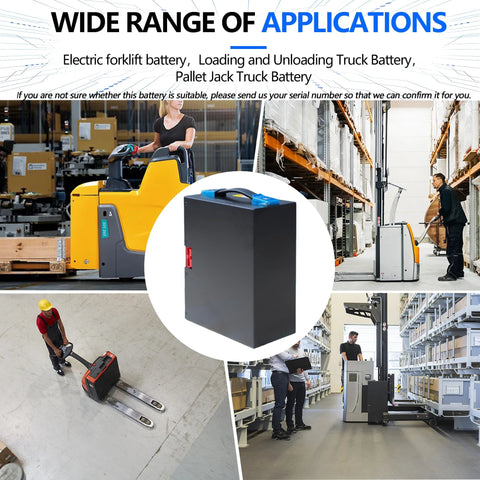 48V 10Ah LiFePO4 Battery Pack With Built In Smart BMS For Electric Pallet Jacks Plug And Play Replacement Compatible With Hangcha CBD15 WS Hyster PC15 Zoomlion TB20E And More With Overheat Overvoltage Overcurrent Short Circuit Protections shown in warehouse environment