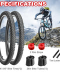 26 Inch Mountain Bike Tire Set 26x1.95 With Schrader Valve Inner Tubes, Includes Tire Levers And Liners, mountain backdrop