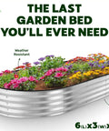 Galvanized Raised Garden Bed 6 By 3 By 1 Ft Outdoor Planter Box For Vegetables And Flowers with patented tool-free design