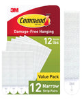 Narrow 10 Pound Picture Hanging Strips, 24 Strips Total, Damage Free Hangers For Picture Frames, No Tools Required, Value Pack