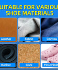 Ultra Strong Waterproof Shoe Repair Glue Clear Adhesive For Soles And Uppers materials preview; leather, fabric, canvas, rubber, cork, plastic