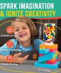 Child playing with Candy Dispenser Woodworking Kit For Kids A Hands On STEM Building Project With FSC Certified Wood Paints And Tools.