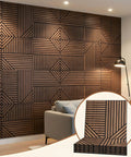 Top Shelf Acoustic Wall Panels Six Pack 24X24 Inch High Density Polyester Sound Dampening Boards in modern living room.