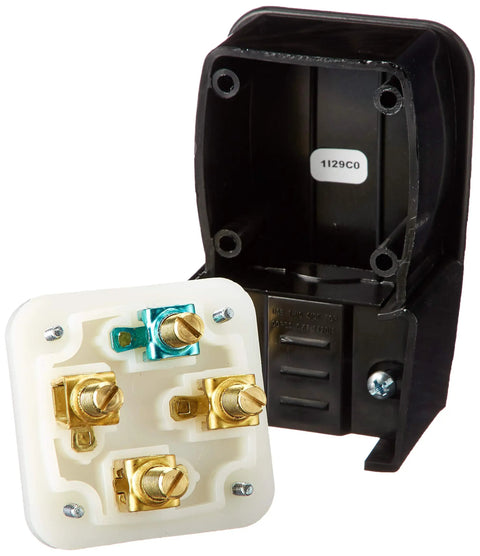 60 Amp 250 Volt Industrial Grade Angled Plug With Grounding And 3PY Straight Blade Design, Heavy Duty Nylon Body, Black 8462-P